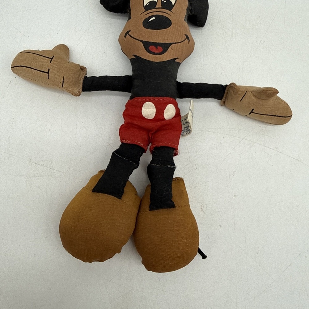Vintage Cloth Plush Mickey Mouse 60s-70s Walt Disney Approx 7.5" - Picture 5 of 8